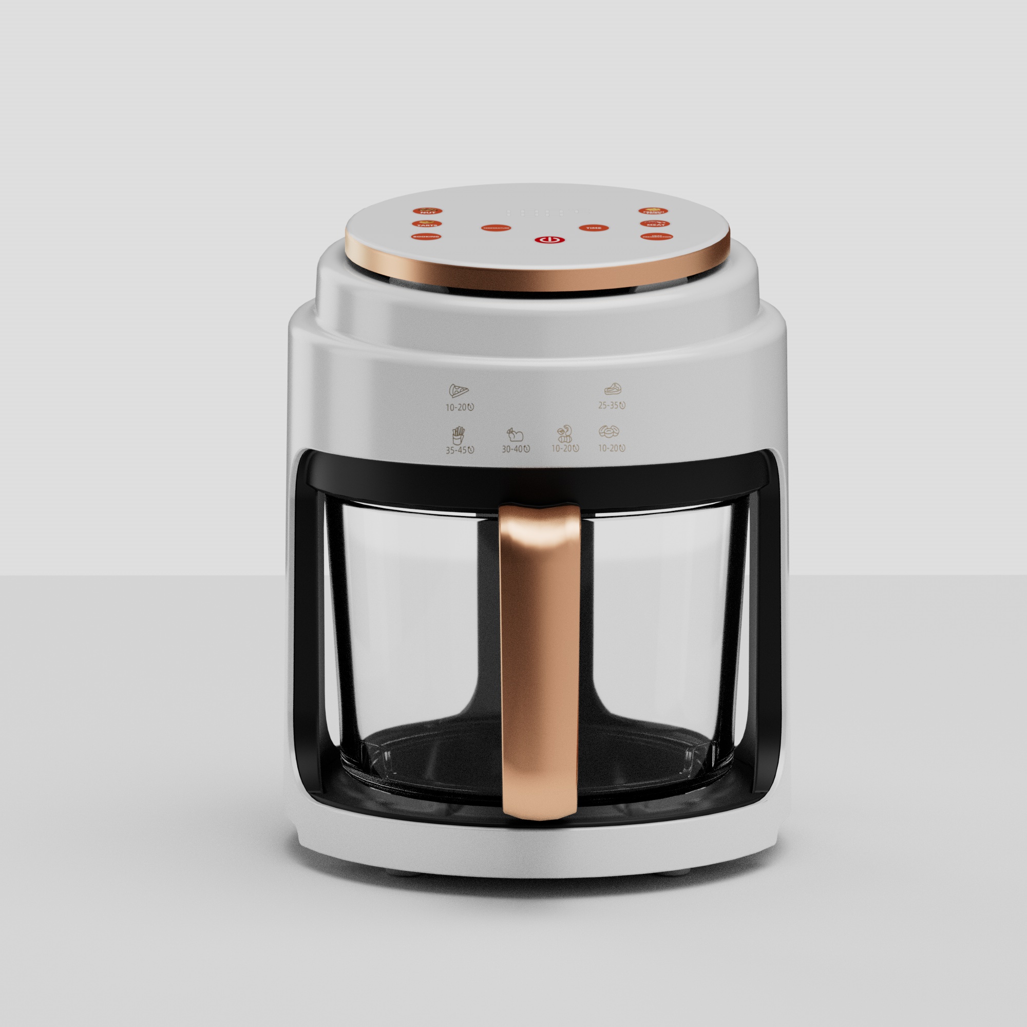 3.8L Full-View Visible Air Fryer, 1000W, LCD Touch Screen, 80-210°C