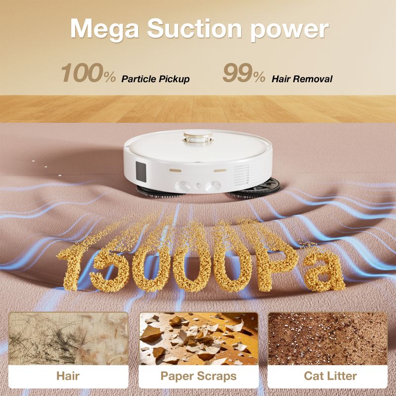 All-in-One Self-Cleaning Robot Vacuum with 4L Tanks, Hot Air Drying & 25Kpa Suction